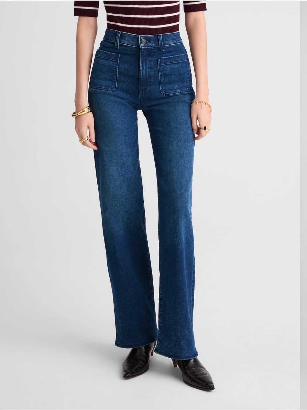 Madewell Curvy Emmett wide leg jeans blue denim Patch Pocket women’s size 25